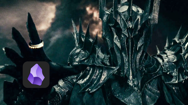 Sauron reaching for the Obsidian logo