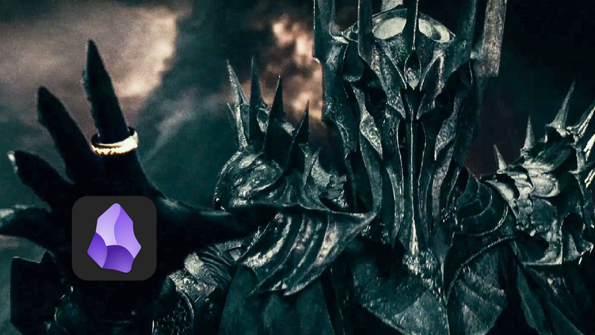 Sauron reaching for the Obsidian logo