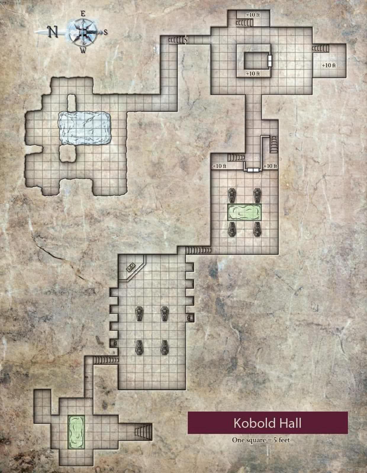 A map of Kobold Hall, a 4E D&D Dungeon.