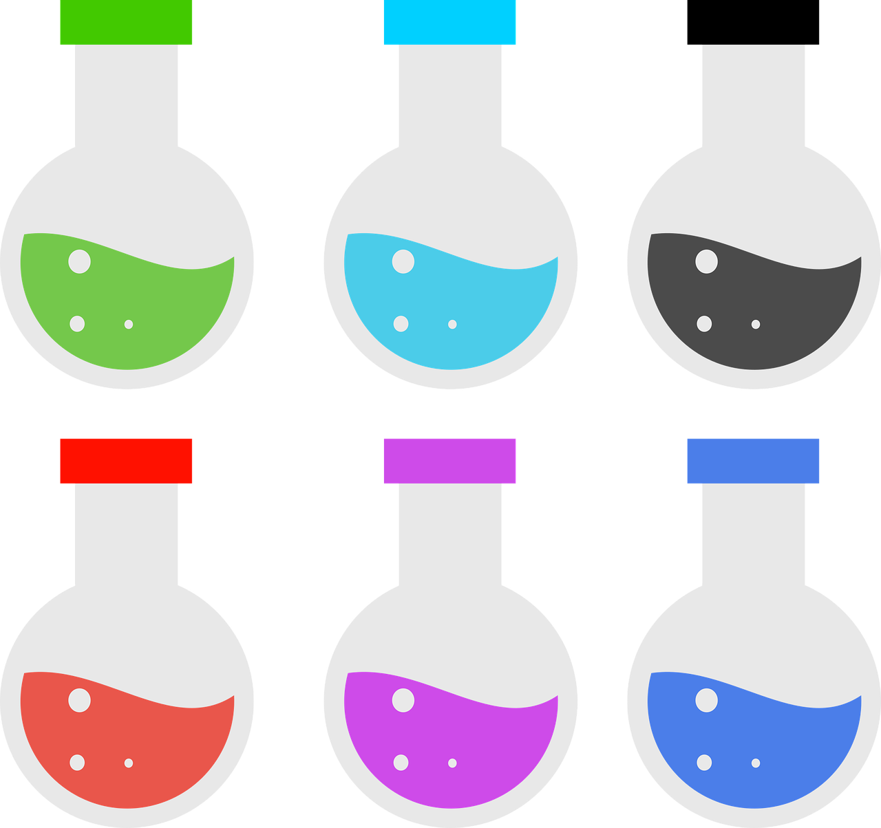 Colored potion bottles